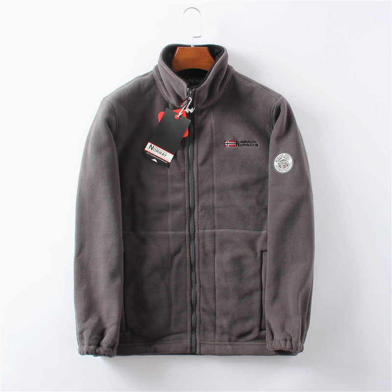 LAST DAY PROMOTION - 50%OFF🔥 Unisex Full Zip Stand Collar Reversible Fleece Coat